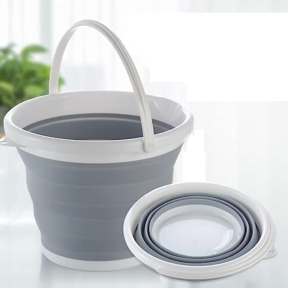 RIDHMIN 5L Collapsible Bucket Cleaning Bucket Mop Bucket Folding Foldable Portable Small Plastic Water Supplies for Outdoor Garden Camping Fishing Car Wash Space Saving (Multicolor)