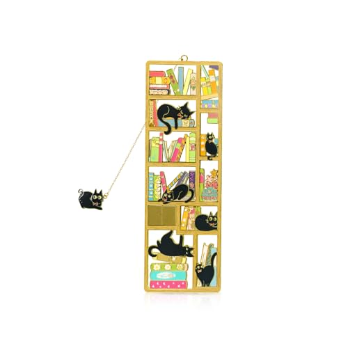 Black Cat Bookmark with Charm - Metal Book Markers for Cat Lovers Comes with Storage Box | Lightweight Durable Reading Accessories & Gift for Bookworms Teachers Readers