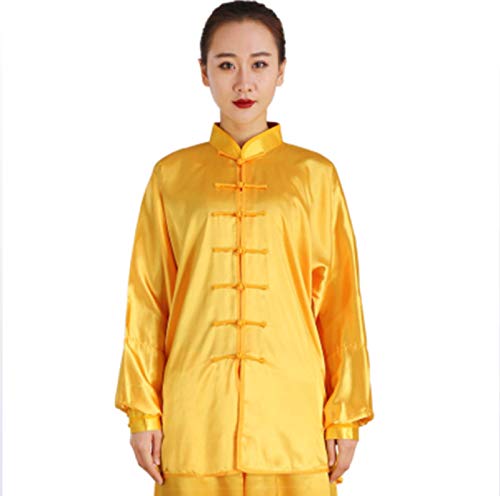 GUIOB Chinois De Tai Chi Uniforme Femme Homme Kung Fu Costume Arts Martiaux Vêtements Tenue De Tai Chi,Yellow-XXL Cover