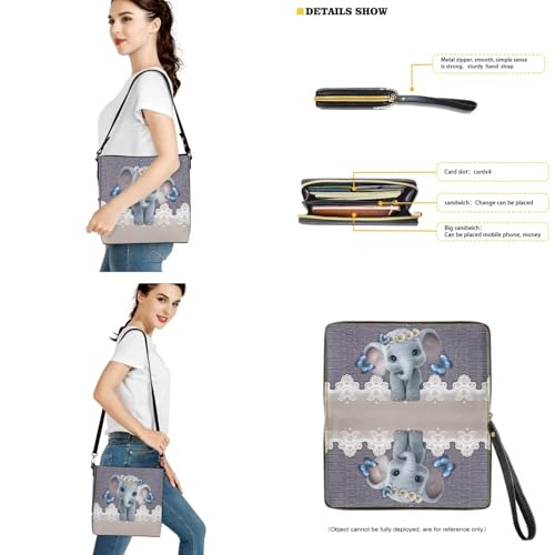 Image of Bucket Crossbody Bag Set for Women Lady, Leather Purse and Wallet Set Large Bucket Bag with Wallet