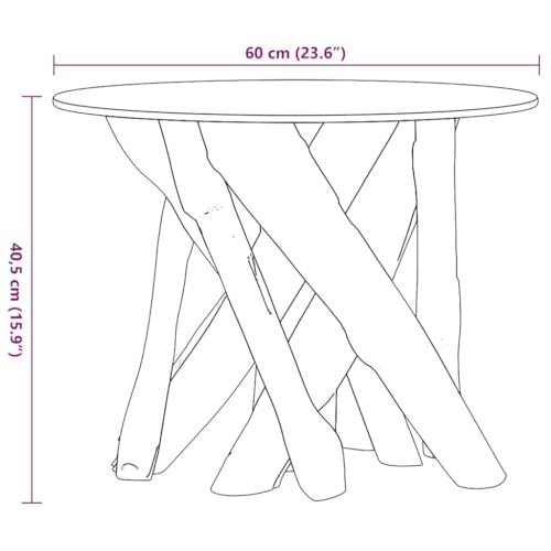 Table d'Appoint Bout de Canapé Salon Bois Flotté Teck 60cm - 8