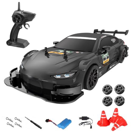 Goolsky Ferngesteuertes Auto, 40KM/H Drift Auto 1/16 4WD 2,4GHz Stufenlos Variable Geschwindigkeit RC Auto Scheinwerfer Austauschbare Drift- und Rennreifen
