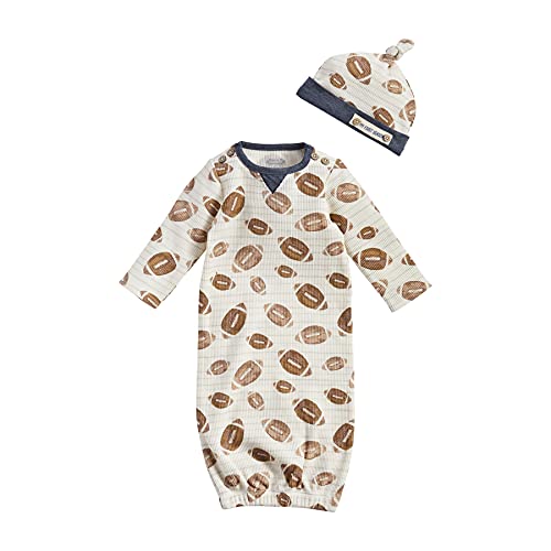 Image of Mud Pie Baby Boys' Oatmeal Football Take Me Home, Brown, 0-3 Months