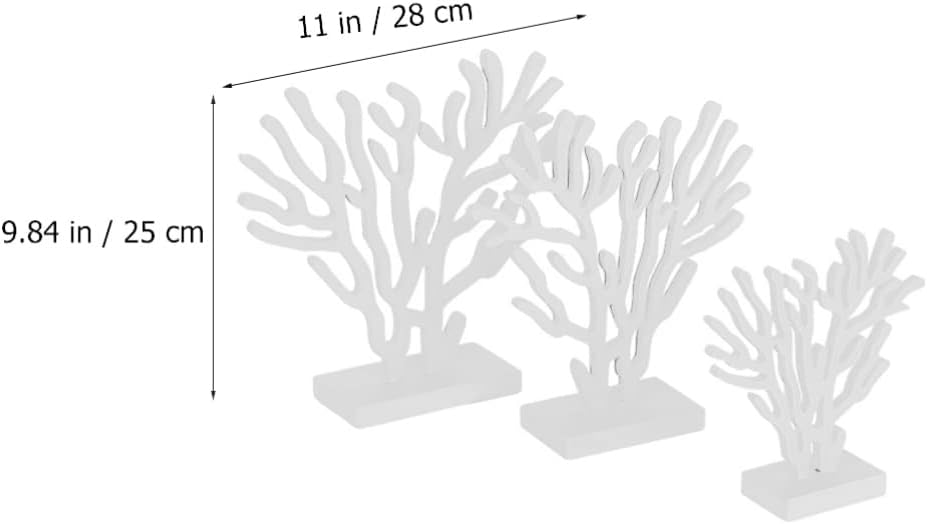 BESPORTBLE Wood Coral Table Centerpiece, 3Pcs Mermaid Coral Reef Decor- Under The Sea Mermaid Birthday Party Decorations Supplies