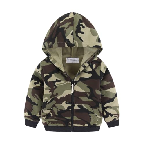 Image of Mud Kingdom Toddler Boys Zip Up Jacket with Hood Cute Camo Green 2T