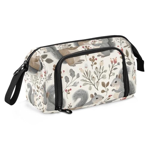 Image of Big Capacity Pencil Case,Plants Squirrels Pen Bag Pouch Holder Stationery Bag School College Office Organizer for Teen Adults Student