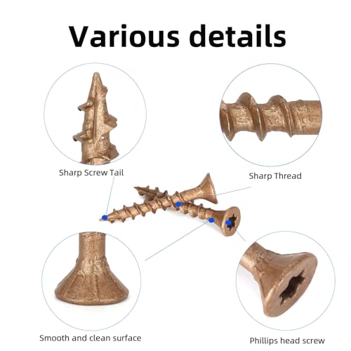 Image of Deck Screws #8 x 1-1 /4'', T25 Star Torx Drive Flat Head Wood Screws, Brown, 5lb