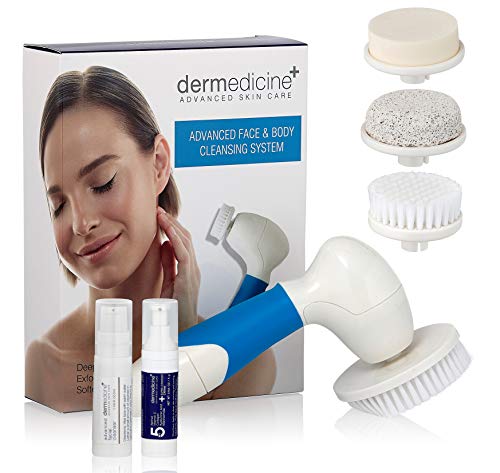 Waterproof Facial and Body Cleansing Brush with Assorted Brush Attachments | Includes Bonus Trial Sizes of Our Best Selling Super Charged Cream & Advanced Facial Cleanser