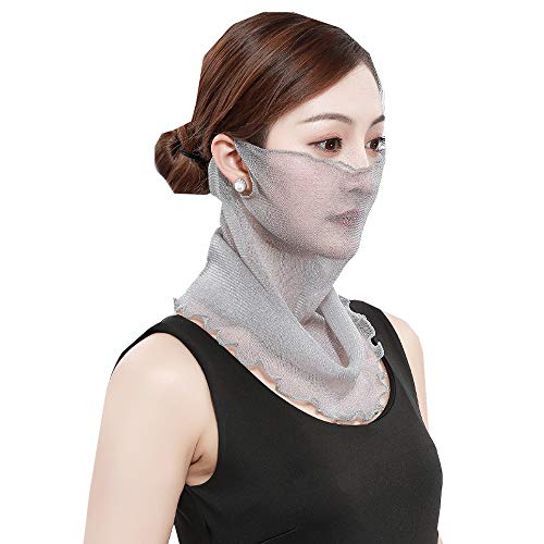 Women Silk Mask Veil Summer Anti-Dust Face Mask Neck Gaiter Sun Proof Face Cover UV Protection2