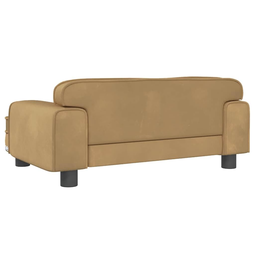 Cuccia per cani in velluto marrone con schiuma, 70 x 45 x 30 cm, robusto divano in legno di pino per cani di piccola taglia, antiscivolo, lavabile, ideale come cuccia per animali domestici