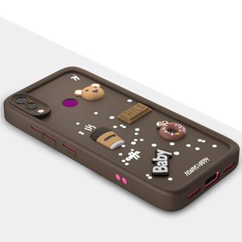 Image of Bintage Cute Fun Ball | Taddy Cartoon 3D Smiley Coffee Cup | Milk Donut | Full Camera Protection Back Cover Compatible for Vivo 1851 / V9 / V9 Youth / Y83Pro - Brown