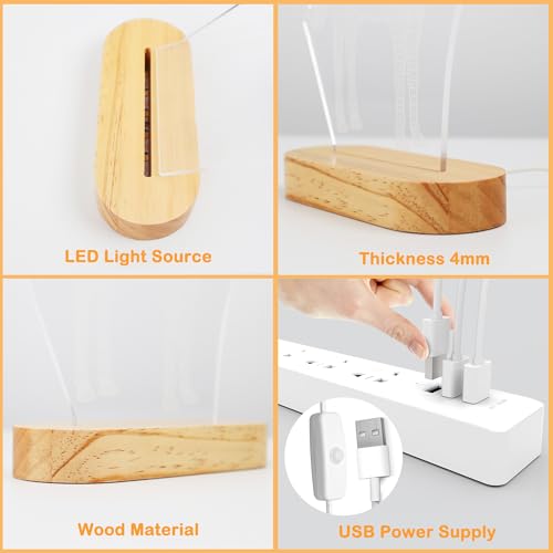 Yoga Lamp LED 3D Art Night Light for Girls Women Meditation Lovers Birthday Gifts,USB Power Warm Color Wood Base Table Lamps - Image 4