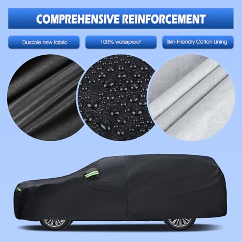 Image of Car Cover Custom Fit for Toyota Highlander 2001-2026, Migaven Waterproof Full Exterior Cover Sun Rain Protection with Door Zipper and Cotton Lining