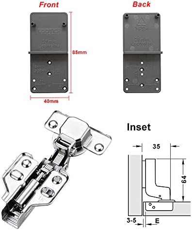 LOOTICH 110 Deg Kitchen Units Concealed Cabinet Door Mute Hinges 35mm Soft Close Inset and Embed Mounting 8 Piece (Include Drilling Jig)