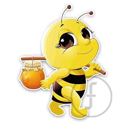fingerz 3D Little Bees with Honey Graphics Sticker for Car Body Exterior Wall Laptop Decal 14 x 18 cm (Pack of 2)