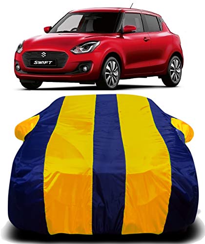 Image of Waterproof Car Cover with Ultra Surface Body Protection (Yellow Stripes) (Maruti Suzuki Swift New 2019)