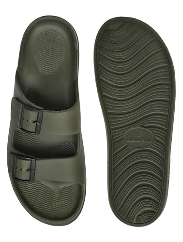Image of HEALTH FIT Extra Soft Premium Classic Cushion Sliders /Slippers with Adjustable Buckle Strap & Light Weight Anti-SkidWaterproof Flip Flops for Men's HF150