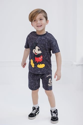 Image of Disney Mickey Mouse Vintage Wash T-Shirt and Shorts Outfit Set Toddler to Big Kid Sizes (2T - 10-12)