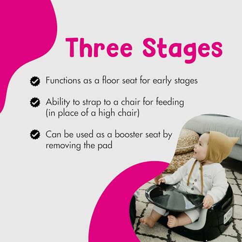 Image of Bumbo 2 Pack 3-in-1 Multi-Seat for 6 to 36 Months, Travel Baby Feeding and Play Floor Seat, All-in-One Portable Booster with Tray & Toddler High Chair, Black /Monsoon