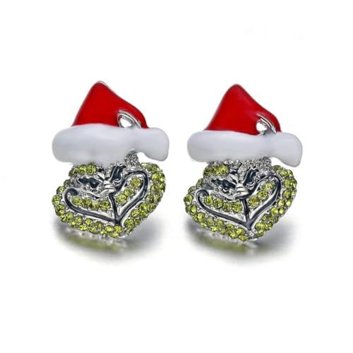 GAUEIOUR Christmas Grinch Earrings,Women's Santa Claus Enamel Alloy Earrings, Novel Cartoon Jewelry, Holiday Decorations, Christmas Themed Decorations, Jewelry Gifts