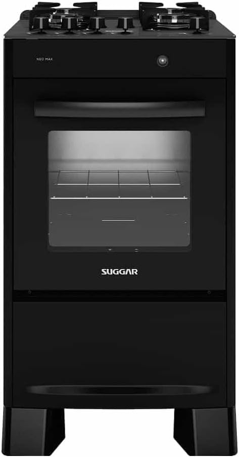 SUGGAR FOGÃO NEO MAX PRETO MESA DE VIDRO 4 BOCAS ACENDIMENTO AUTOMÁTICO