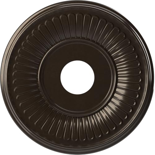 Image of Ekena Millwork CMP16BEERU Berkshire Thermoformed PVC Ceiling Medallion (Fits Canopies up to 7 inch), 16 inchOD x 3 1 /2 inchID x 1 inchP, Universal Metallic Rustic Mist
