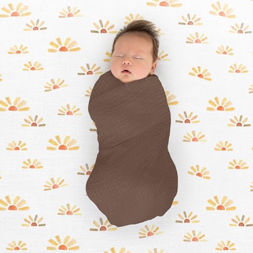 Image of SwaddleDesigns Cotton Muslin Swaddle Blankets for Babies, Set of 4, Neutral Receiving Blankets for Newborn, Baby Registry & Gift, 46x46 inches, Wilderness