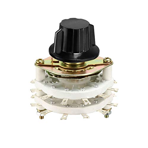 Sélecteur rotatif 2P11T double pont avec bouton moleté en plastique uxcell