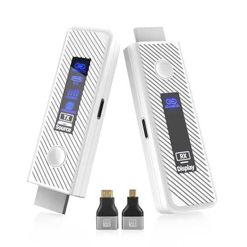 Moman Transmisor HDMI Inalambrico con Pantalla LED Wireless HDMI Inalámbrico 4k 2.4G/5G transmitir señal TV sin Cable con 196FT para Transmitir Vídeo y Audio en PC/Portátil a Monitor/TV Box/Proyector