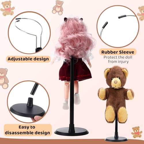 Image of Yaocom 12 Pcs Adjustable Doll Stand Display Holder for 14 to 18 Inches Action Figure Stands with Expandable Waist Wire Bracket Support Dolls Display Rack for Home Shop Birthday Party(Black)
