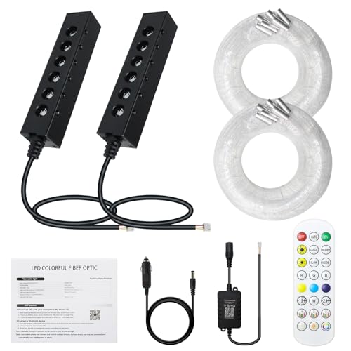 Image of 2PCS 3.2W 6LEDs Meteor Starlight Headliner Kit, 720pcs 0.01in 6.56ft, RGBW Shooting Stars Fiber Optic Lights with Bluetooth APP Control for Car /Home Theater