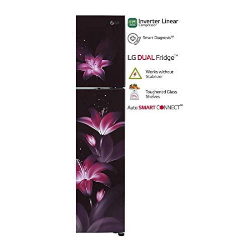 Image of LG 284 L 2 Star Inverter Linear Frost-Free Double-Door Refrigerator (GL-T302RPGU, Purple Glow, Convertible)