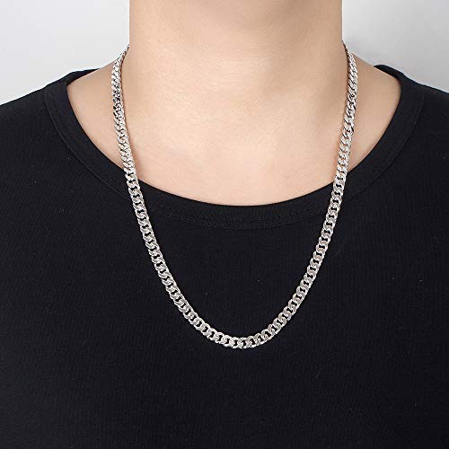 Hip-Punk Solid 925 Sterling Silver Miami Cuban Link For Men & Woman Necklace Fashion 3-6 MM 18-30 inches Curb Chain Unisex Jewelry Gift4