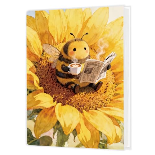 Álbum de fotos Sunflower Bee para 36 fotos de 4x6 pulgadas, regalo para amantes de las abejas, álbum pequeño con abeja leyendo periódico, recuerdo y regalo ideal para familia, aniversario, viajes o vacaciones miniatura 1