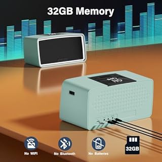 SavvyBloom Simple Music Player for Seniors, Easy to Use with Large Button for Elderly with Dementia, Blind, Alzheimer's, No Need WiFi/Bluetooth, with 32GB TF Card, Cyan
