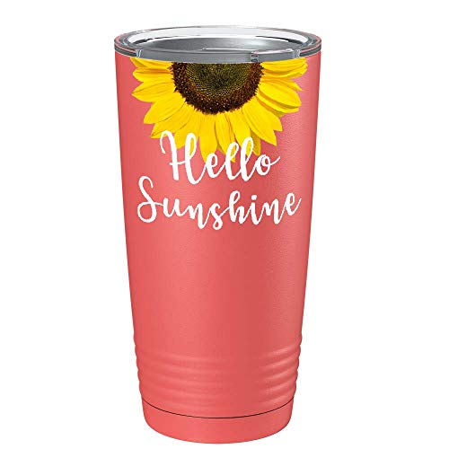 Hello Sunshine Sunflower Best Friend Gift for Women on Guava 20 oz Stainless Steel Tumbler