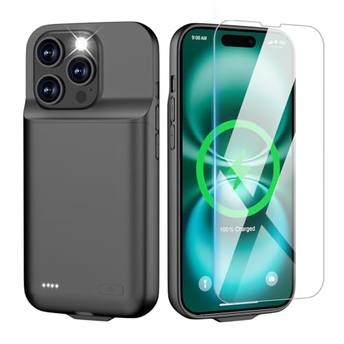Battery Case for iPhone 16 Pro- Slim Charging Case Dual 15W Fast Charging- Enhanced 8600mAh Rechargeable Case Anti-Scratch Premium Protective Battery Charger Case for iPhone 16 Pro(6.3)