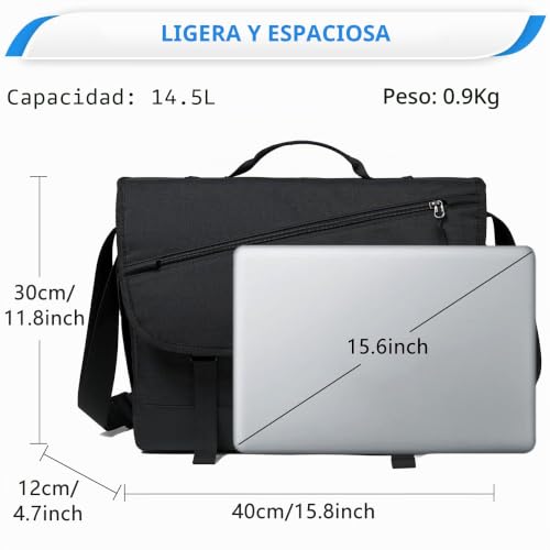 Bolsa portátil 15,6 pulgadas para viaje y negocios bolso bandolera de hombre para la oficina 4