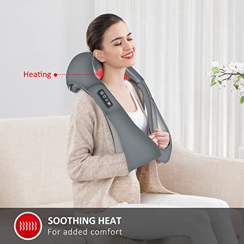 Snailax Shiatsu Neck And Shoulder Massager - Back Massager With Heat, Deep Kneading Electric Massage Pillow For Neck, Back, Shoulder,Foot Body (Grey) #TOP2