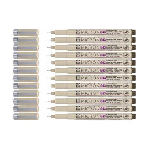 SAKURA Pigma Micron Fineliner Pens, Sepia, 003 Point, Box of 12 by SAKURA - Used condition - US$21.38