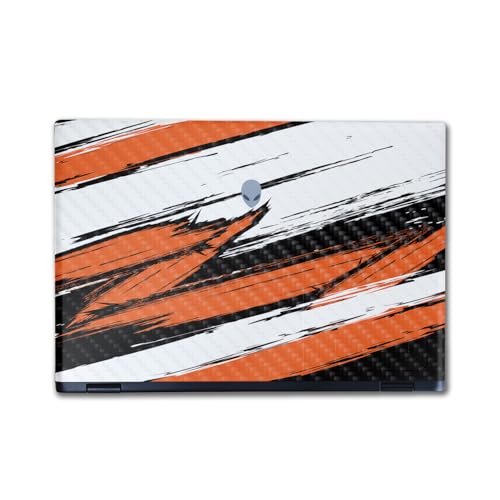 Image of Carbon Fiber Laptop Skin Compatible with Alienware M16 R2 (2024) - Grunge Orange - Premium 3M Vinyl Protective Wrap Decal Cover - Easy to Apply | Crafted in The USA by MightySkins