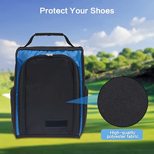 Bestfire Golf Shoe Bag For Men And Women, Zippered Design Shoe Carrier Bag With 2 Side Pockets Large Storage Space Shoe Bag For Golf, Basketball, Baseball, Tennis(Blue) #TOP1