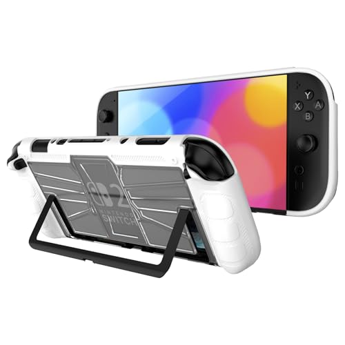 For Switch 2 ケース カバー 分体式設計 着脱簡単 Lucktree 保護ケース PC素材 超薄 軽量 全面保護 傷防止 超耐衝撃 指紋防止 黄ばみなし (ホワイト)