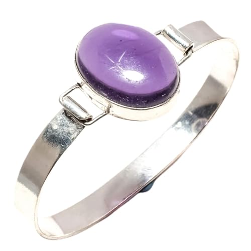 Bracelet jonc en argent sterling 925 fait main avec améthyste et sauge