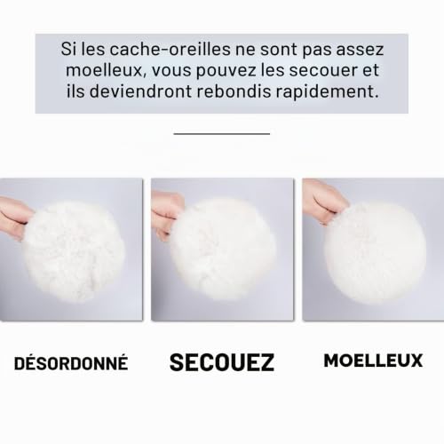 AOWVUTS Cache-oreilles pour Filles et Femme Cache Oreilles en Peluche Pliable Couvre-Oreilles Paillettes Chat Jolis Protège-oreilles Chauds Doux pour Hiver de Temps Froid (Blanc) – vue 7