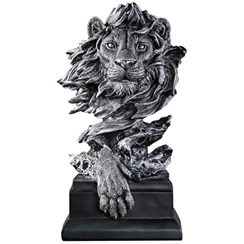FIYSON Löwe Statue,Löwe Figuren Deko Resin 11.8 * 3.1 * 2.7" Skulptur Ornament Löwe Kunst Figuren Handwerk Dekoration Wohnkultur Tier Ornament Deko Wohnzimmer Geschenke Cover