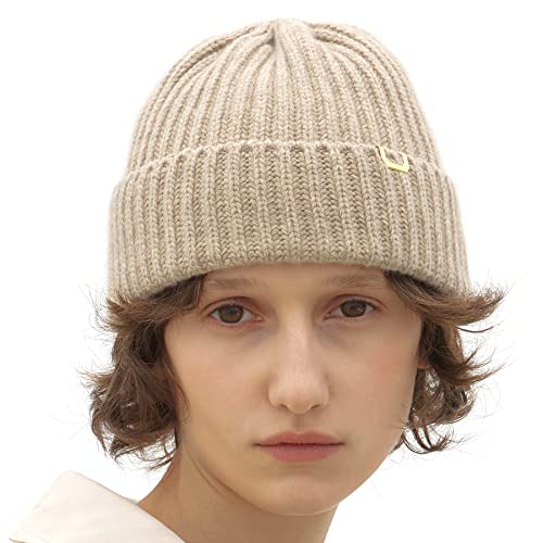 Bonnet laine cachemire mélange unisexe à bord retroussable chaud