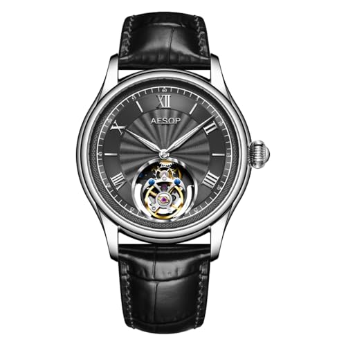 HEMUDU Real Flying Tourbillon Movement Manual Mechanical Skeleton Watch for Men Sapphire Waterproof Business Wrist Mens Watches