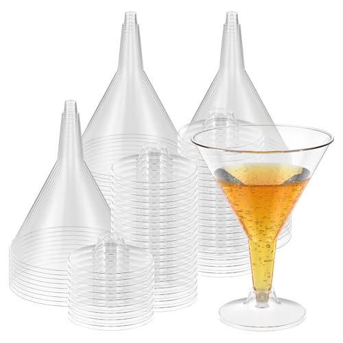 FALESOUL 50 Pack Plastic Martini Glasses, 6oz Tall Mini Martini Plastic Cups Unbreakable Appetizer Dessert Cups for Summer Party Wine, Appetizers, Btirhday Wedding and All Events (Clear)