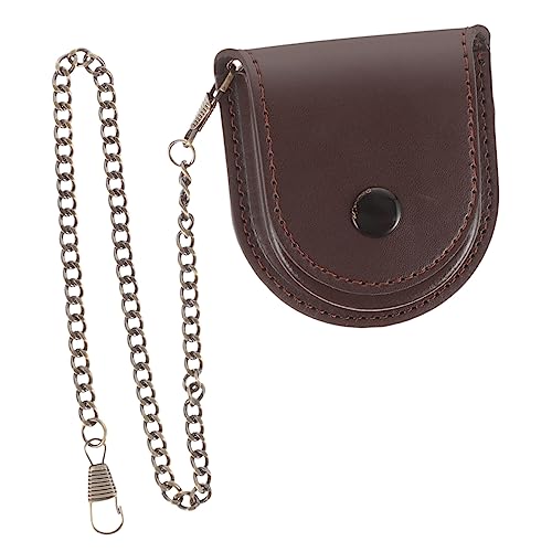 WESIEVYA Custodia Per Orologio Da Tasca Pu Design Vintage Sacchetto Porta Orologi Accessorio Pratico Per Uomini Con Catena